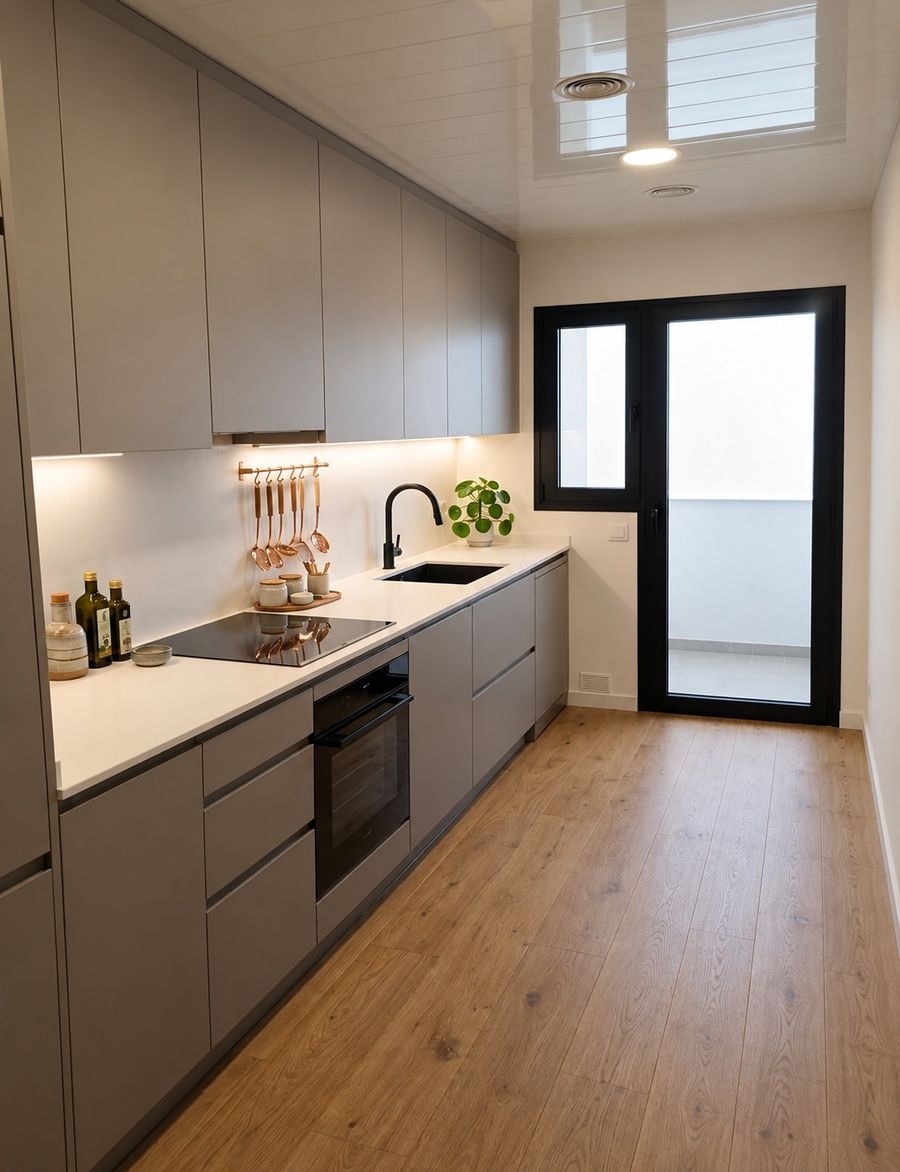 Render de la cocina reformada que recibe el cliente en el dossier
